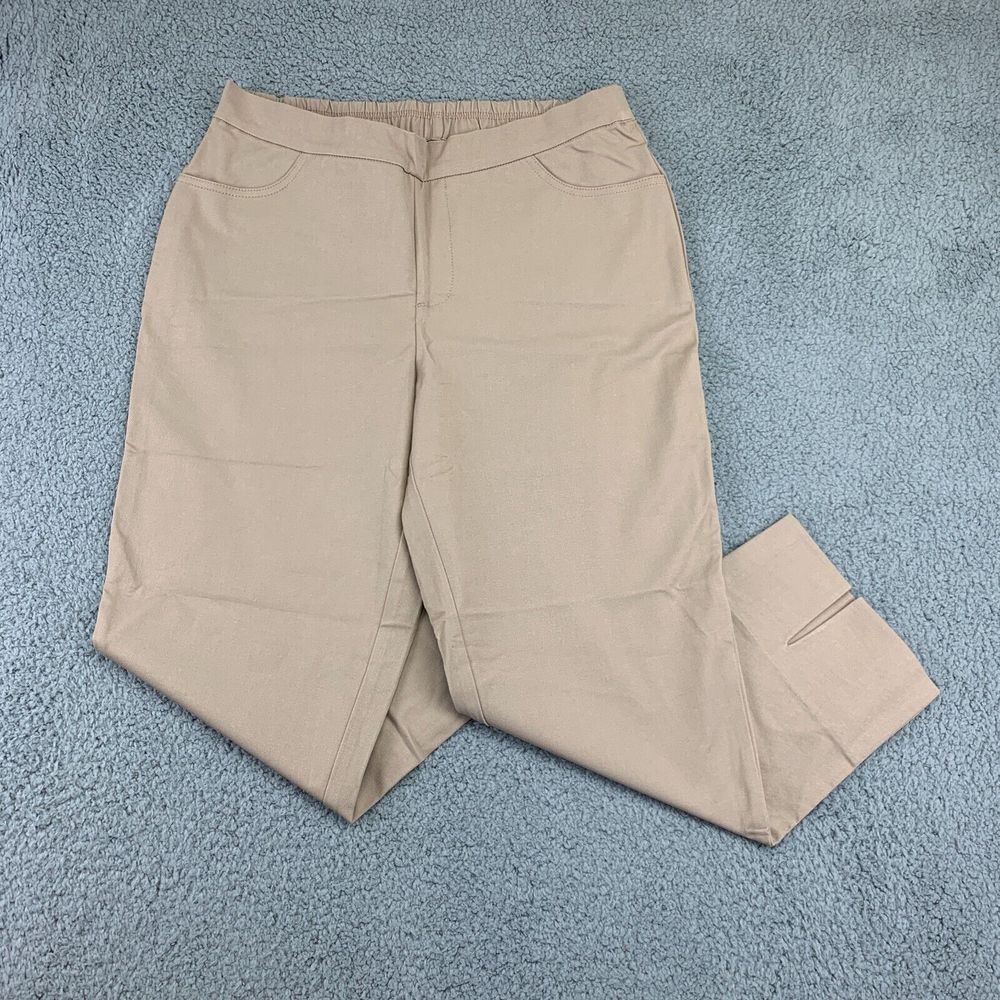 Isaac Mizrah Pants Women's Size 12 Brown Mid-Rise Elastic Waist Tapered Leg NEW